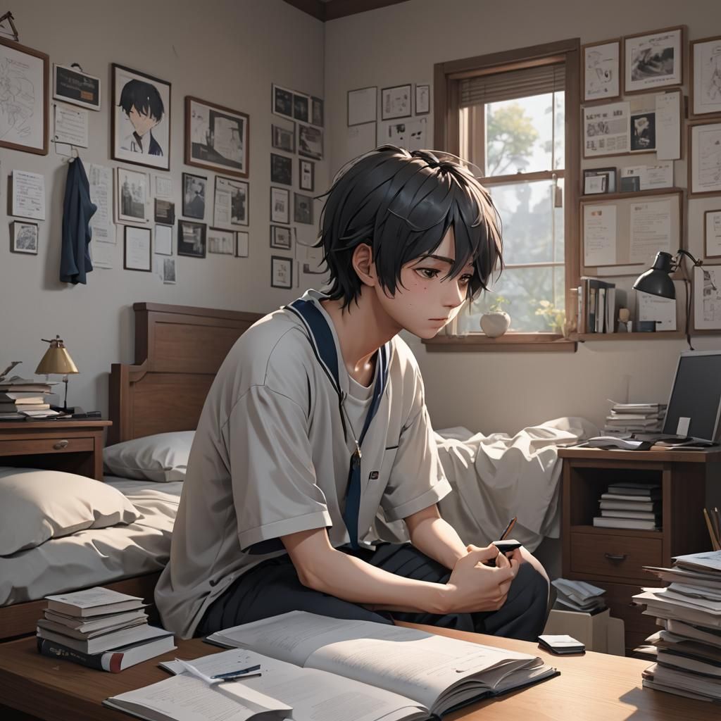 Sad Boy Crying: 3D Anime Art