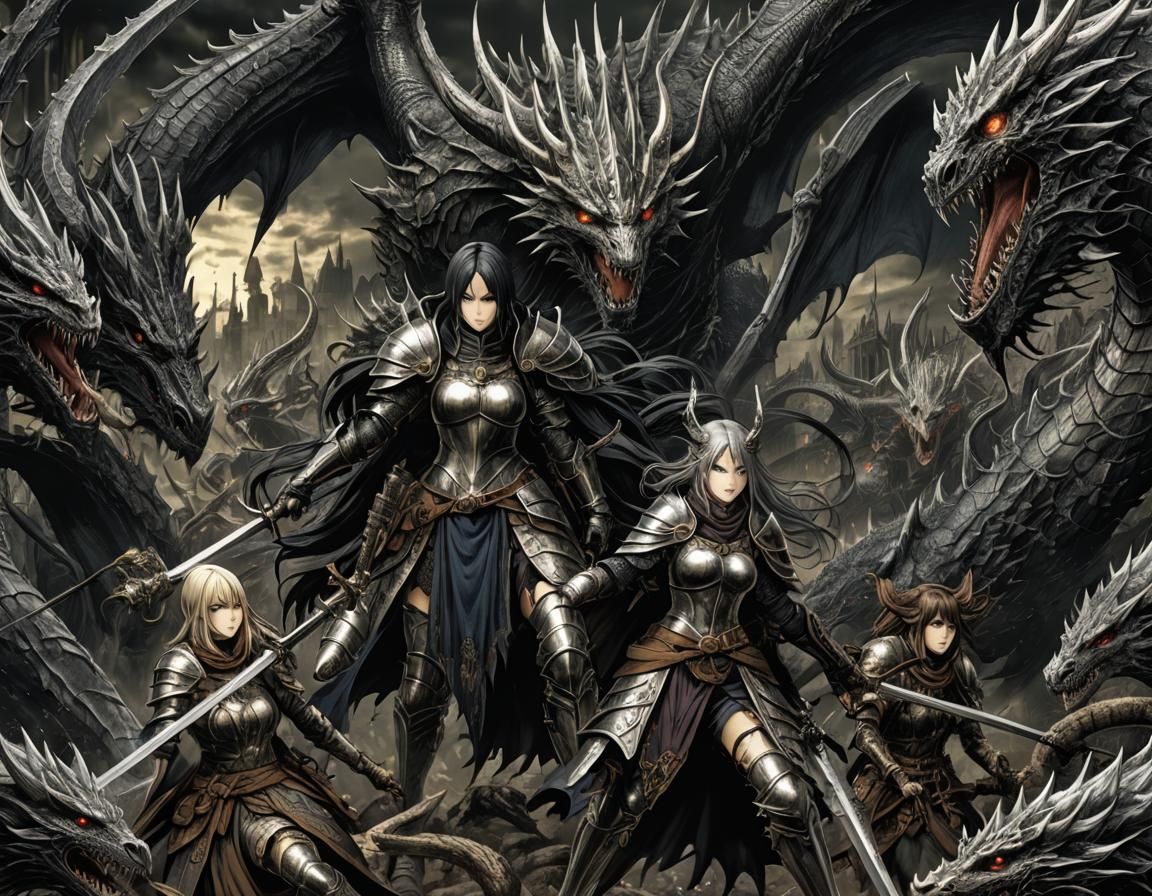 Witch of Izalith Attacks Dragons in Manga Style