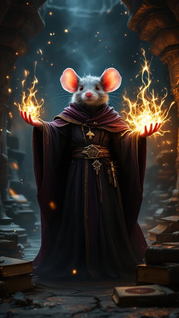 Heroic Wizard Mouse Conjuring a Spell