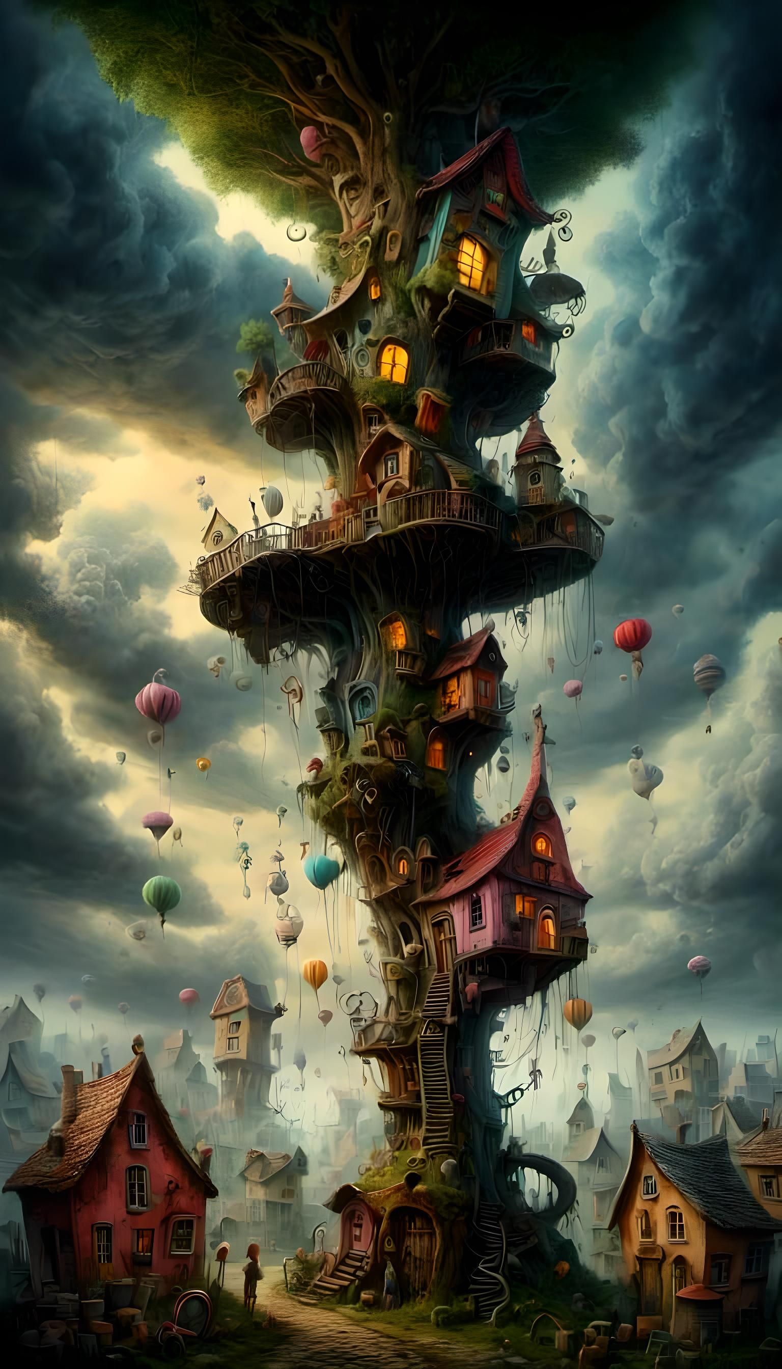 Surreal Stargate Scene as Impasto Oil Painting