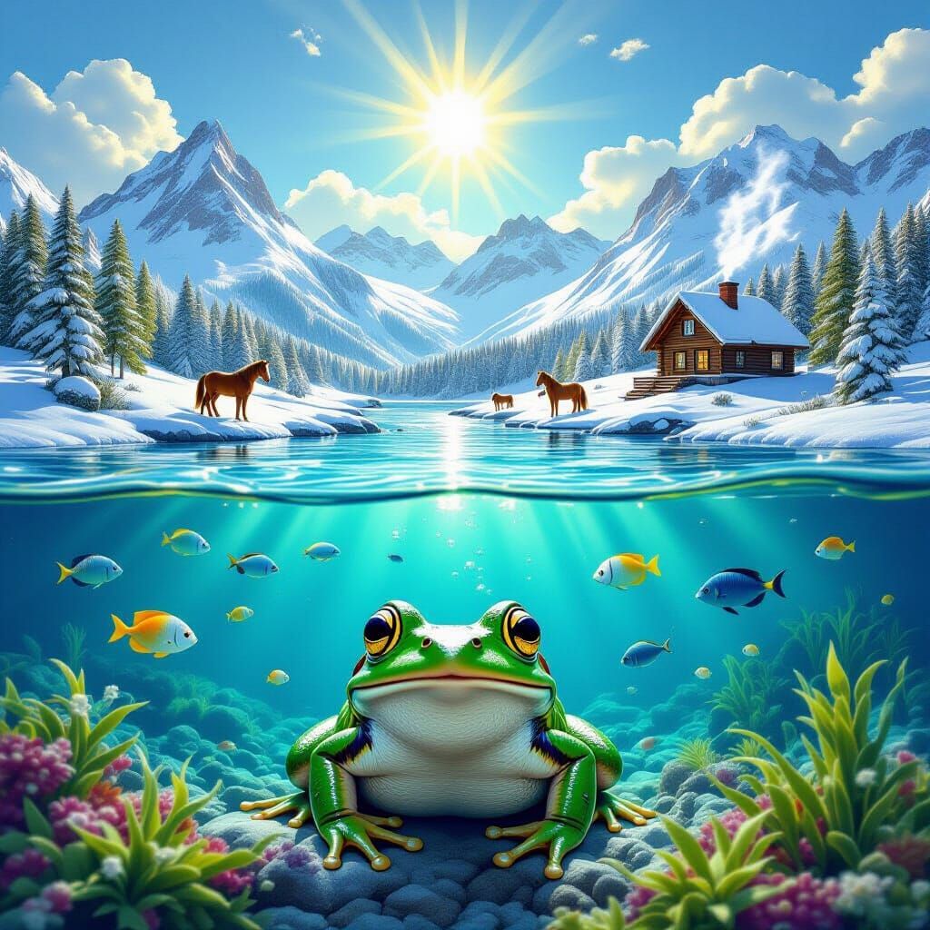 Happy Frog's Dreamlike Landscape: Bob Ross Style Painting Ab...