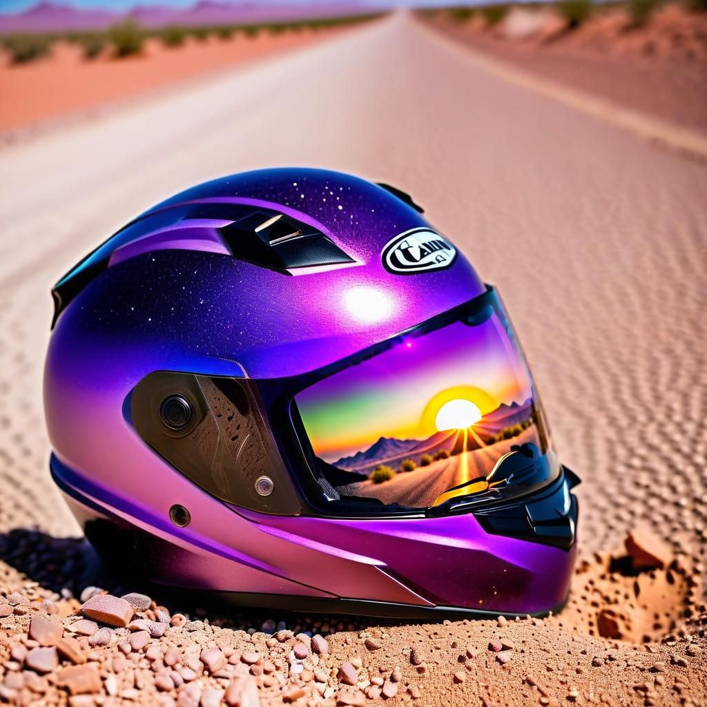 Reflective Helmet Visor with Desert Sunset