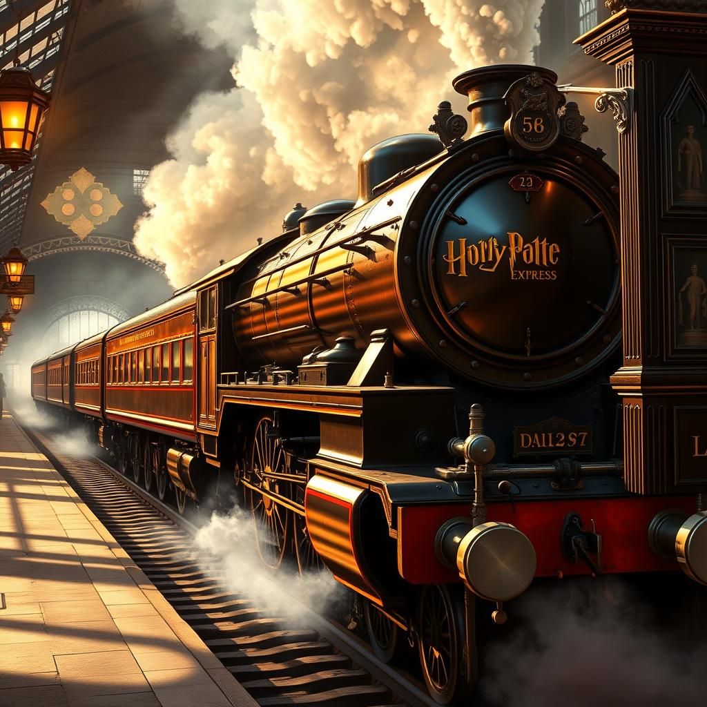Hogwarts Express Arrives: Hyperrealistic Fantasy Scene