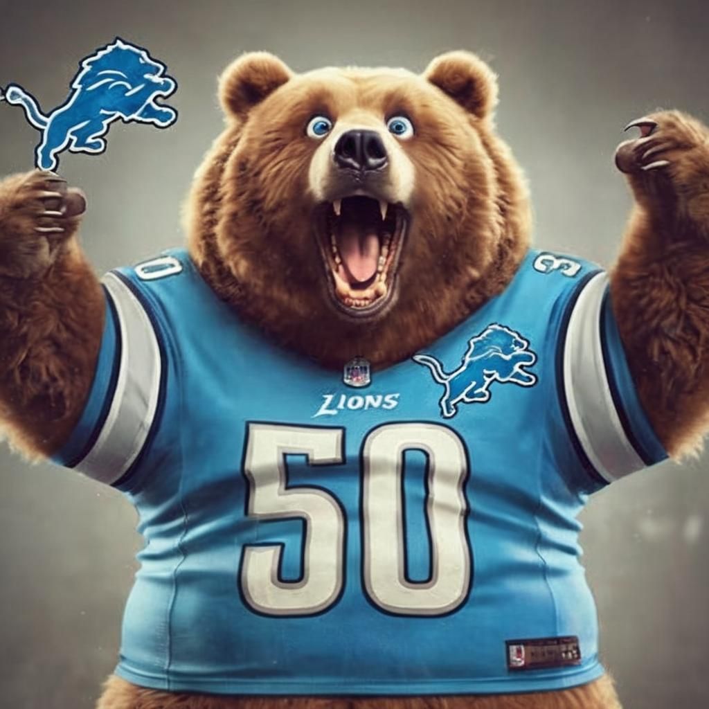 Jolly Kodiak Bear Triumphs in Rainy NFL Victory