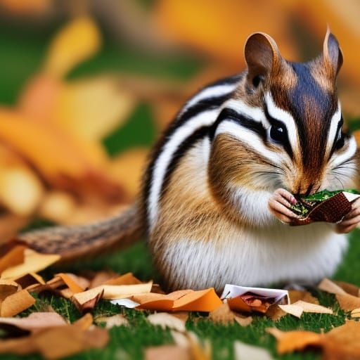 Origami Chipmunk Snack in Autumn Park
