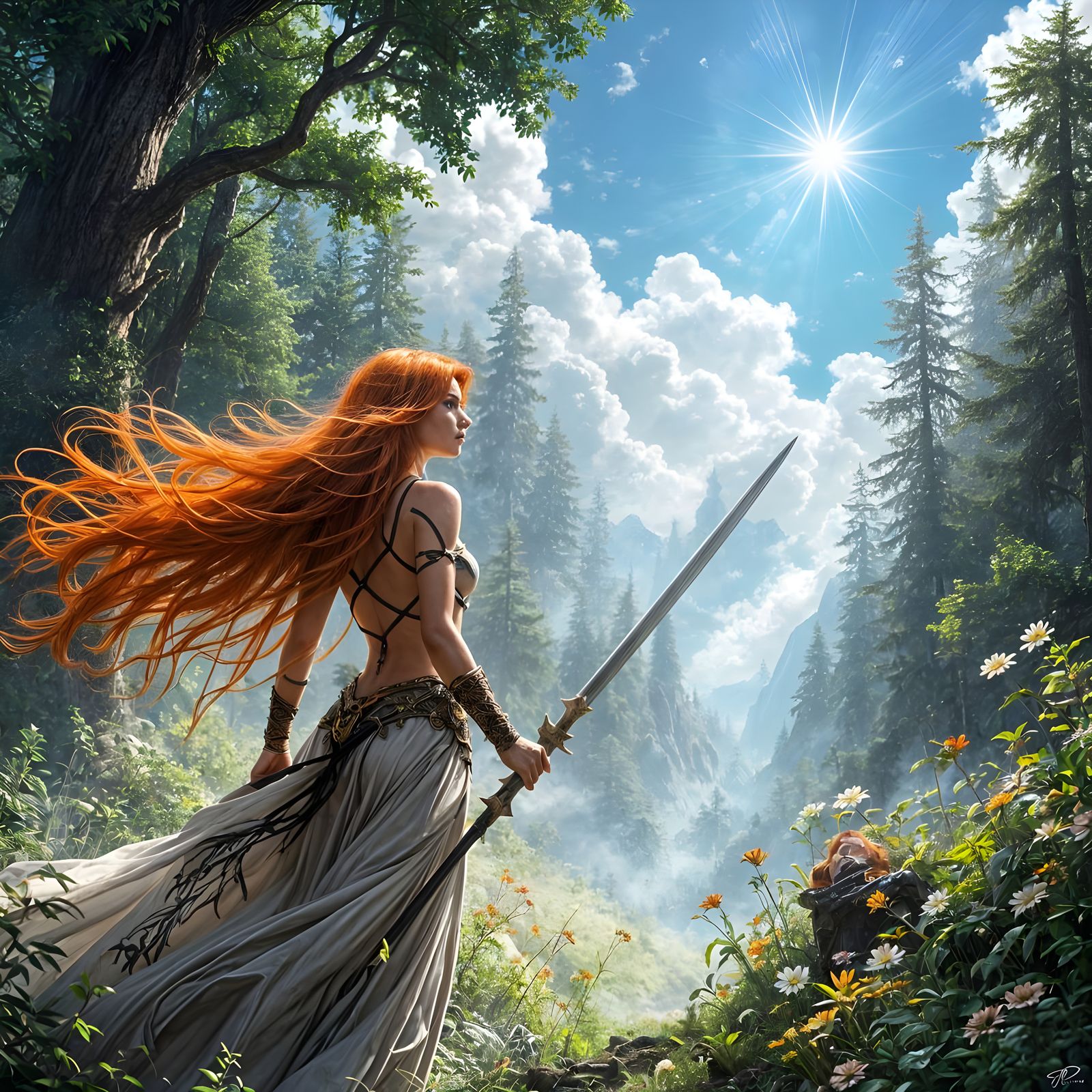 Cheetara in Mystical Forest, WLOP and Mucha Style