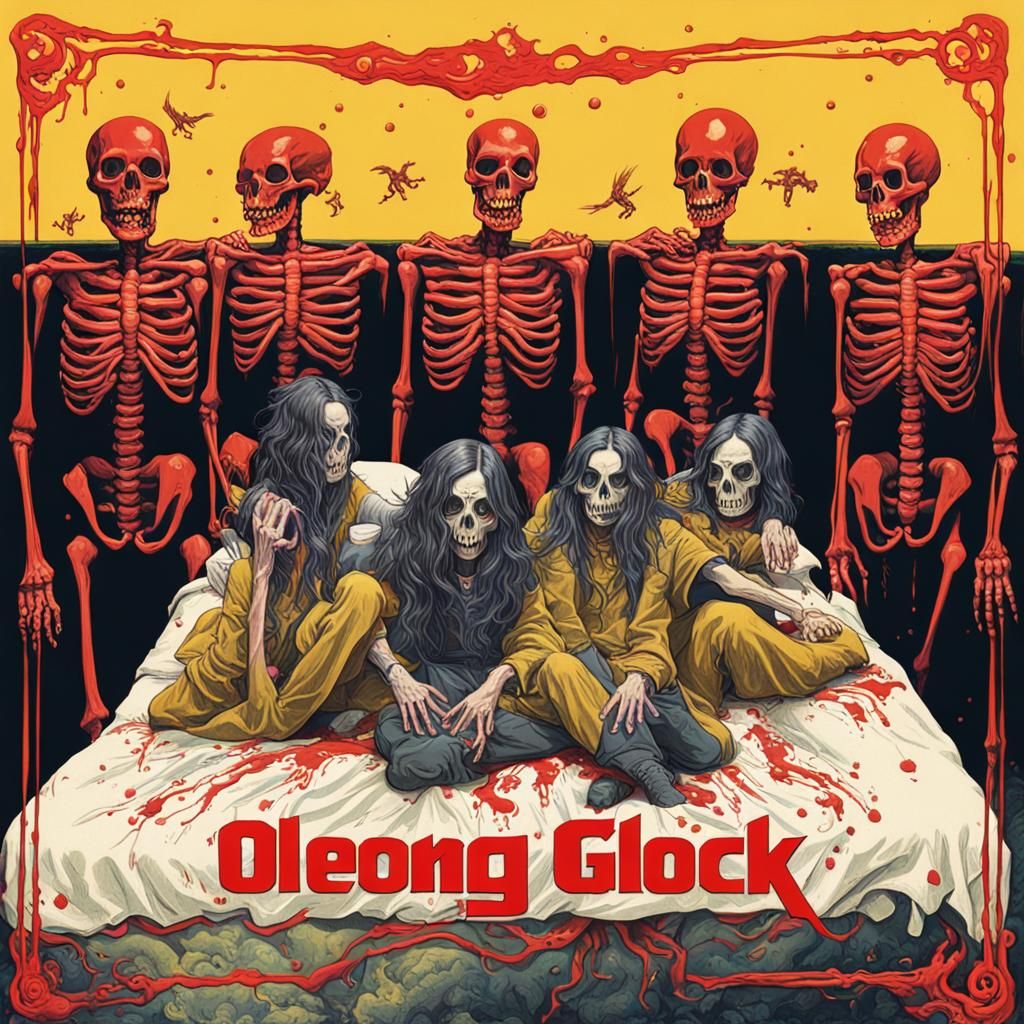Oblong Glock Album Cover Art: Witches and Skeletons