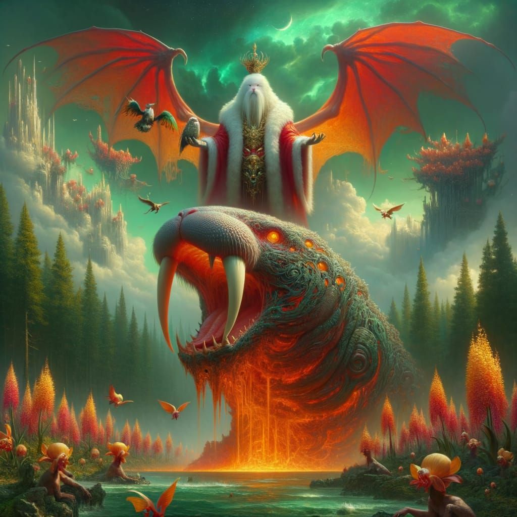 Bat-Walrus Emperor Over Molten Dragon