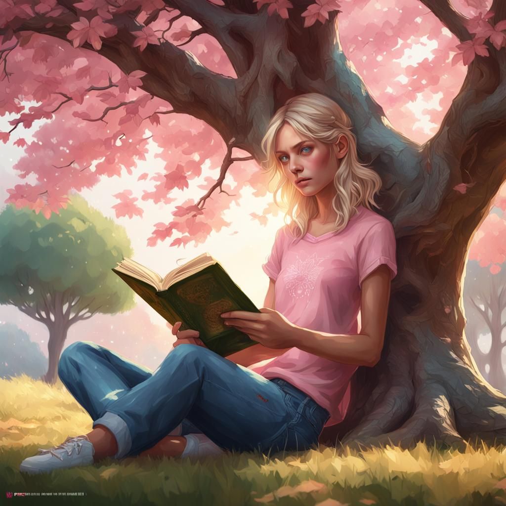 Blonde Girl Reading: Hyperdetailed Portrait in Unreal Engine...