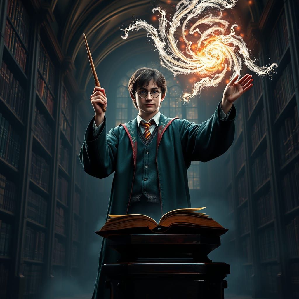 Harry Potter Conjures Magic in Ancient Library