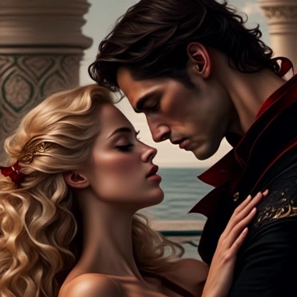 Amorous Hades and Persephone: A Romantic Kiss