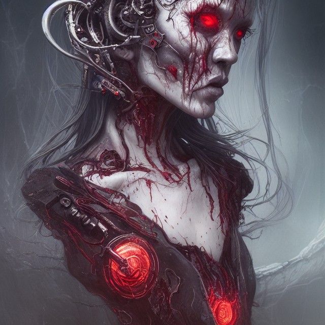 Cybernetic Noonwraith Portrait in Digital Art Style