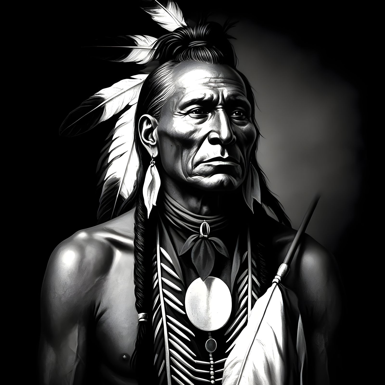 Portrait of a Resilient Native American Leader in a Stately ...