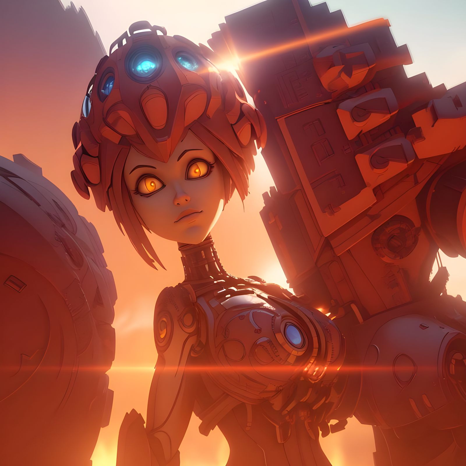 Futuristic Sci-Fi Scene with Intricate Mech Details