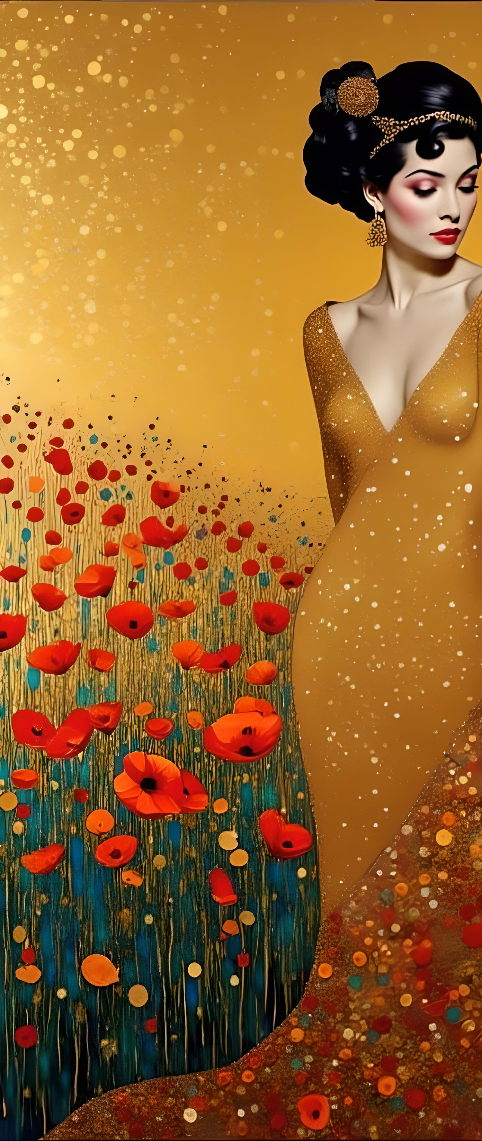 Golden Woman Portrait in Vienna Secession Style