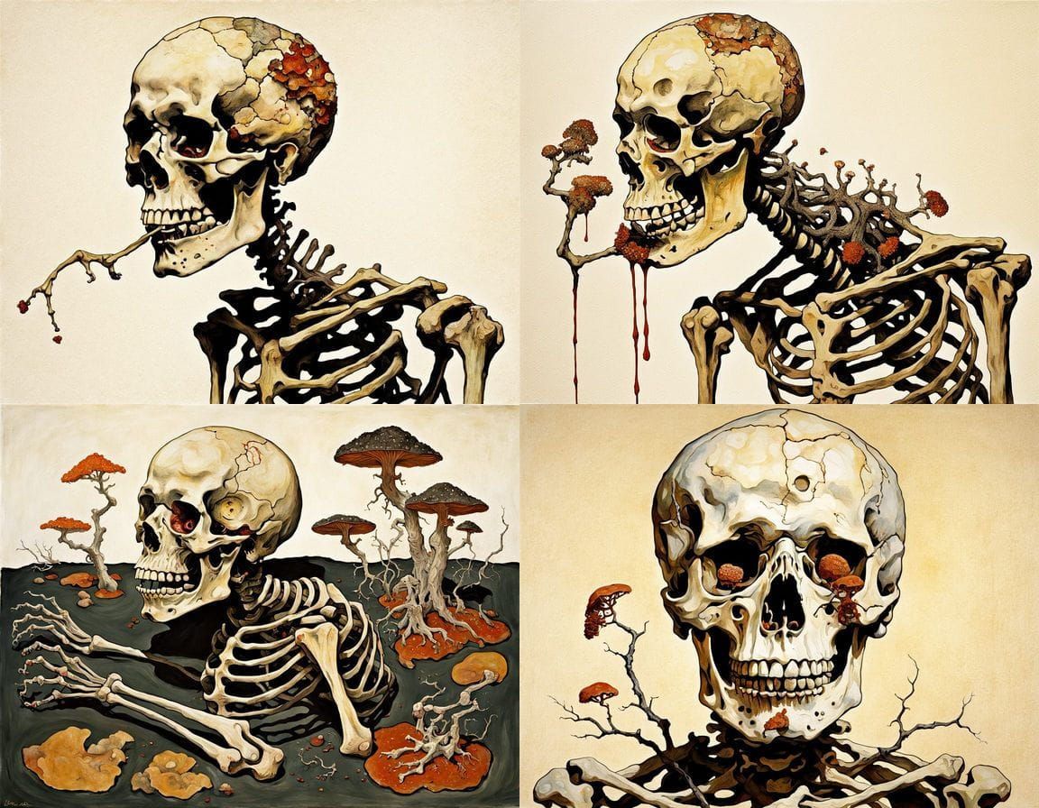 Mythical Stone Skeleton in Ukiyo-e Style