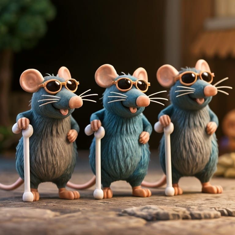 Three Blind Mice in Claymation Style
