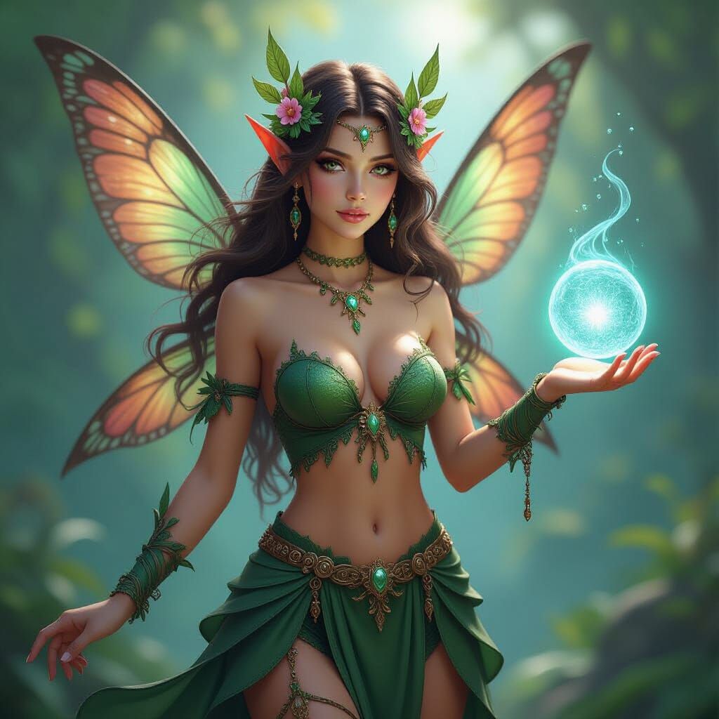 Detailed Earth Fairy in Intricate Outfit