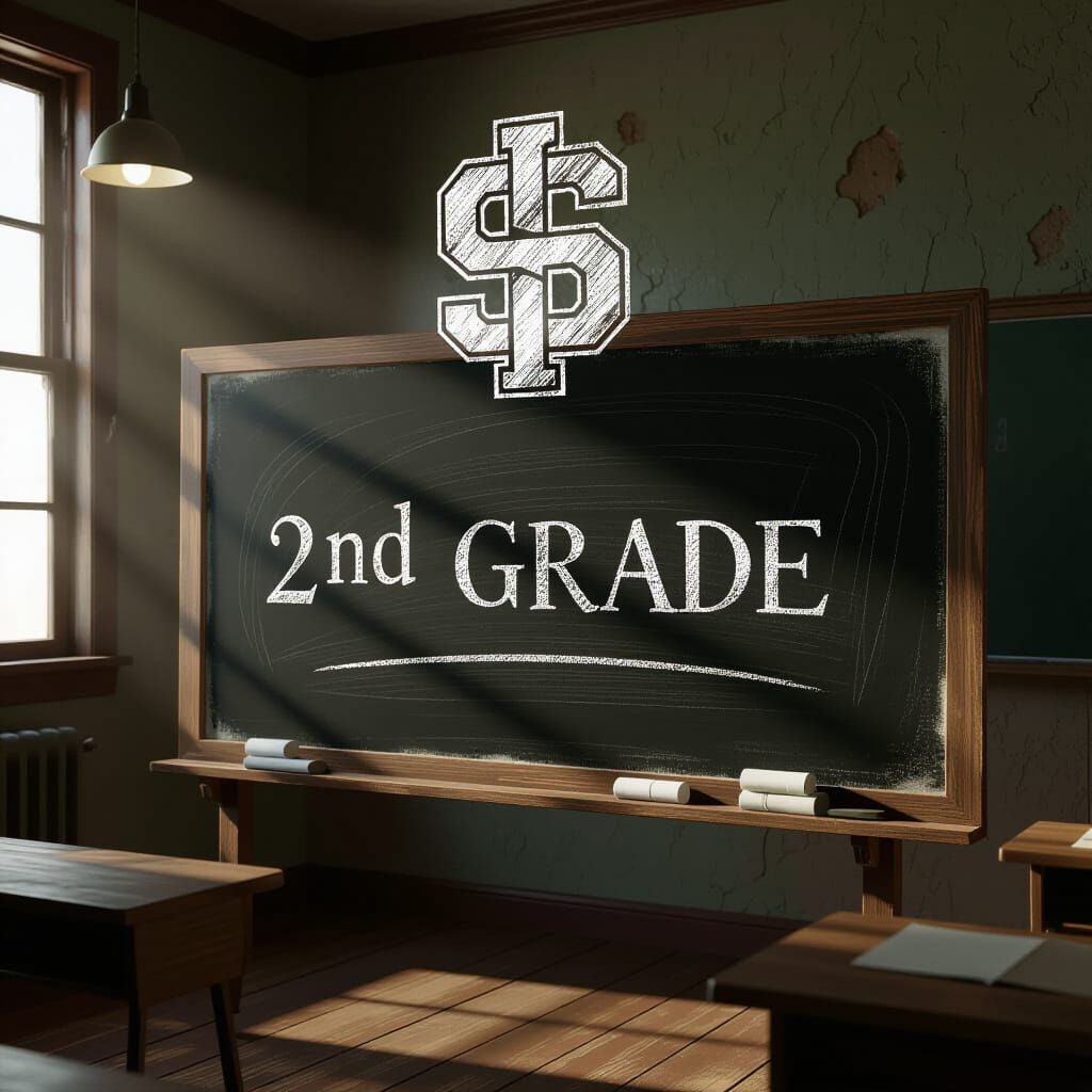 Vintage Chalkboard: "2nd Grade" and Higher Ed Symbol