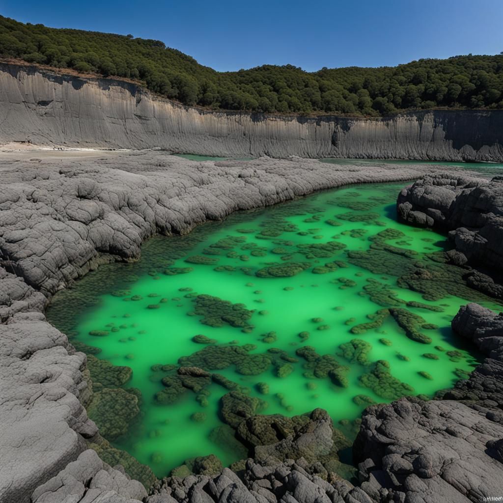 Sunlit Shark Circling Shipwreck: Detailed Digital Art