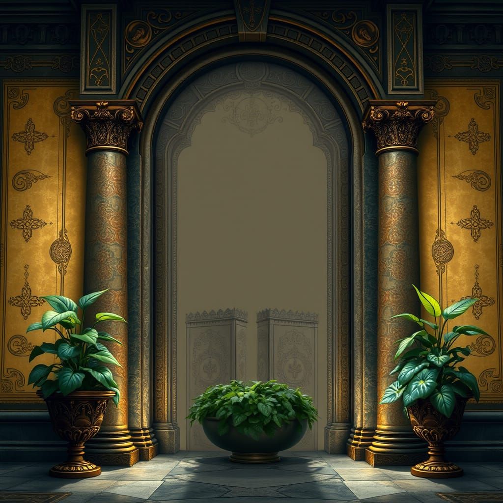 Ancient Gate of Whispers in Elegant Renaissance Style