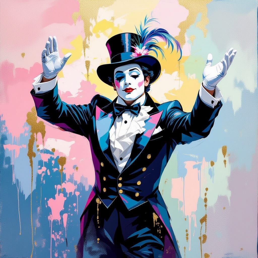 French Mime in Impressionist Rococo Metamodern Style