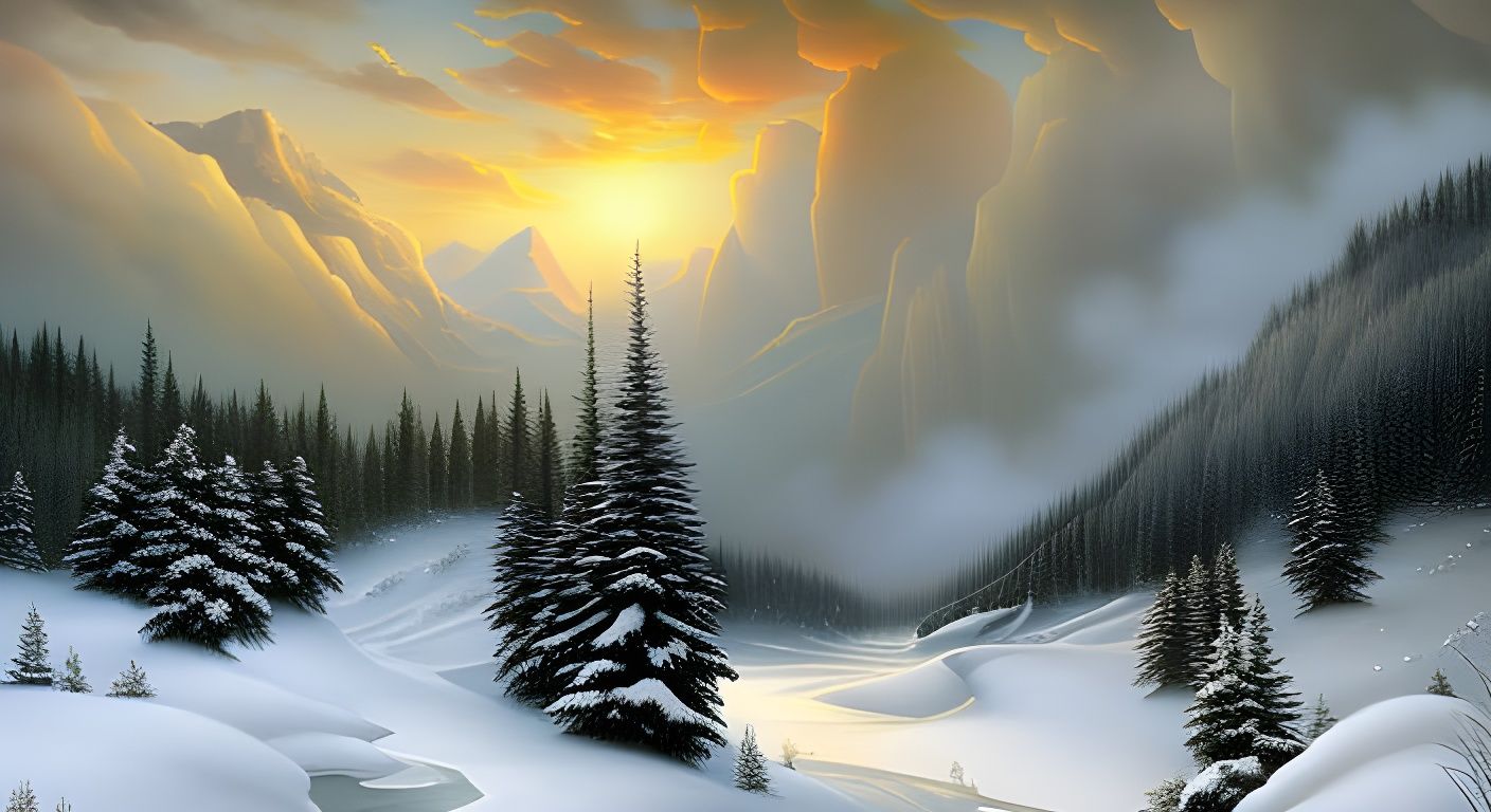 Snowy Forest Houses in Dark Medieval Fantasy Style