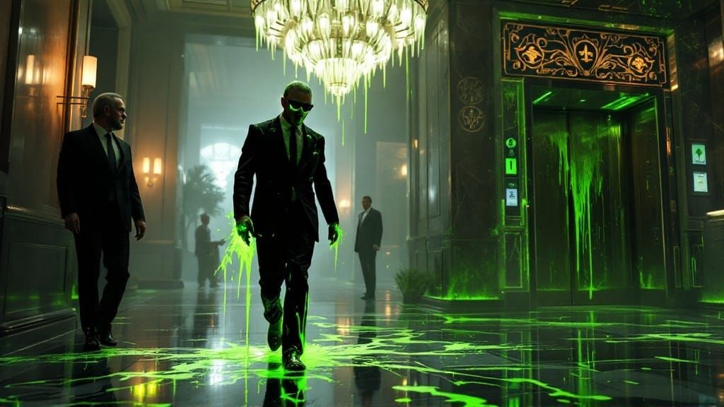 Gritty MiB Agent Struggles Through Upscale Hotel Lobby