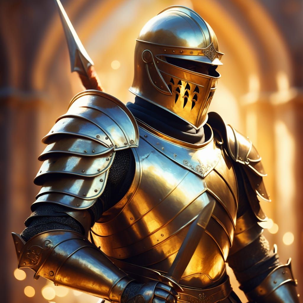 Knight with Javelin in Golden Light