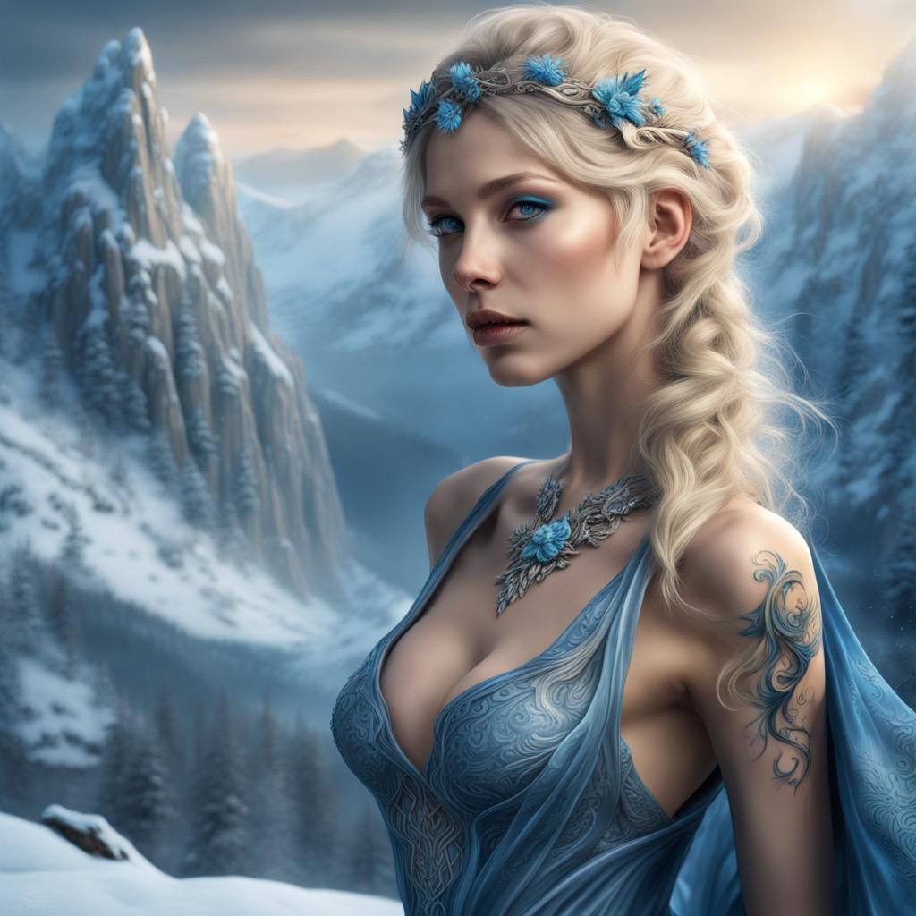 Fairy Queen in Snowy Landscape: Digital Matte Painting