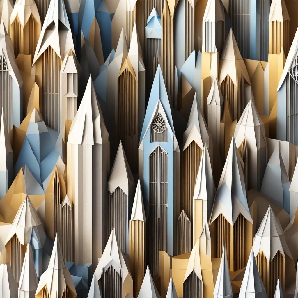 Origami Paper Cathedral Papercraft in 8K