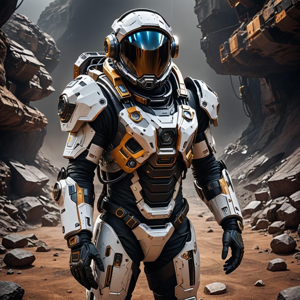 Futuristic Mining Spacesuit with Integrated Tools in 3D