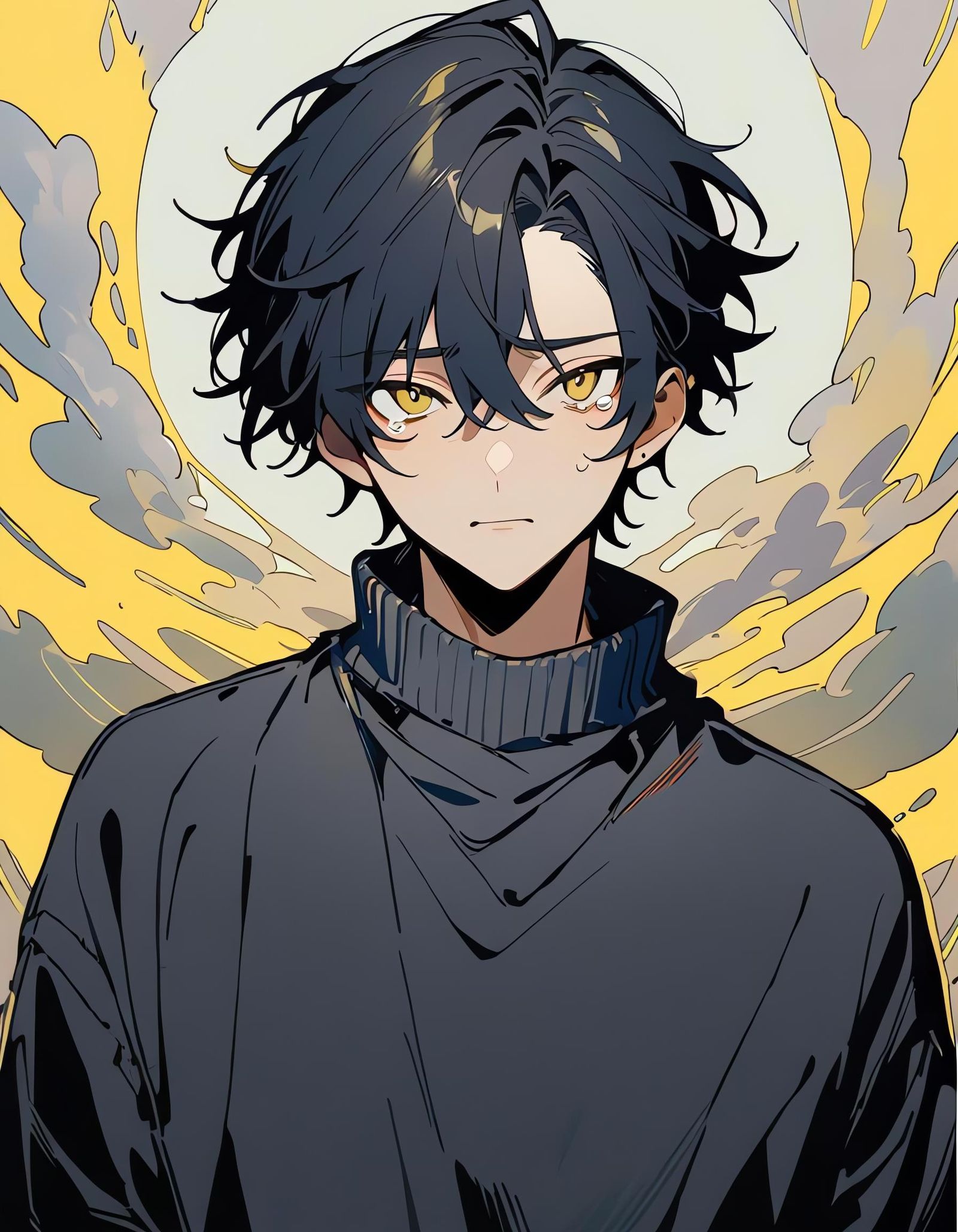 Tearing Boy in Black Sweater, Cel Shading