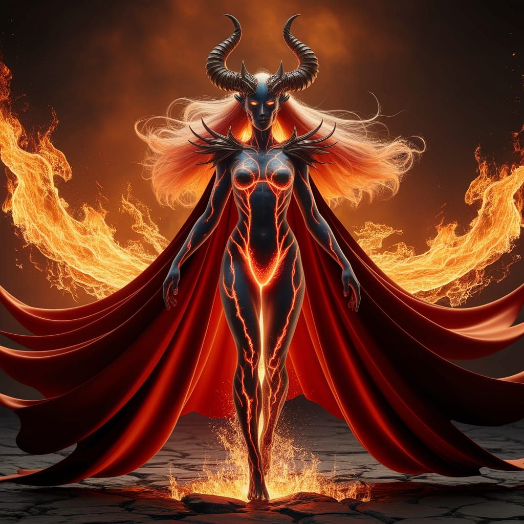 Fiery Volcanic Wraith Goddess, a Breathtaking Photograph