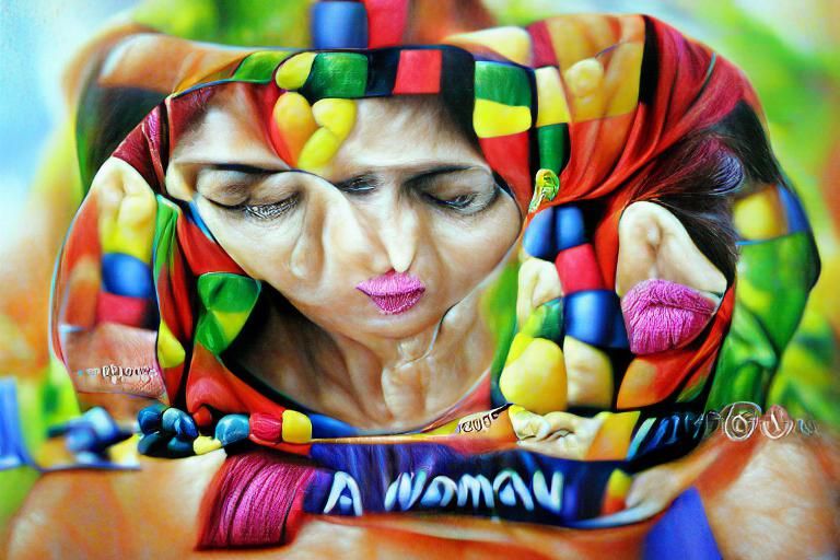 Colorful Acrylic Painting of a Woman
