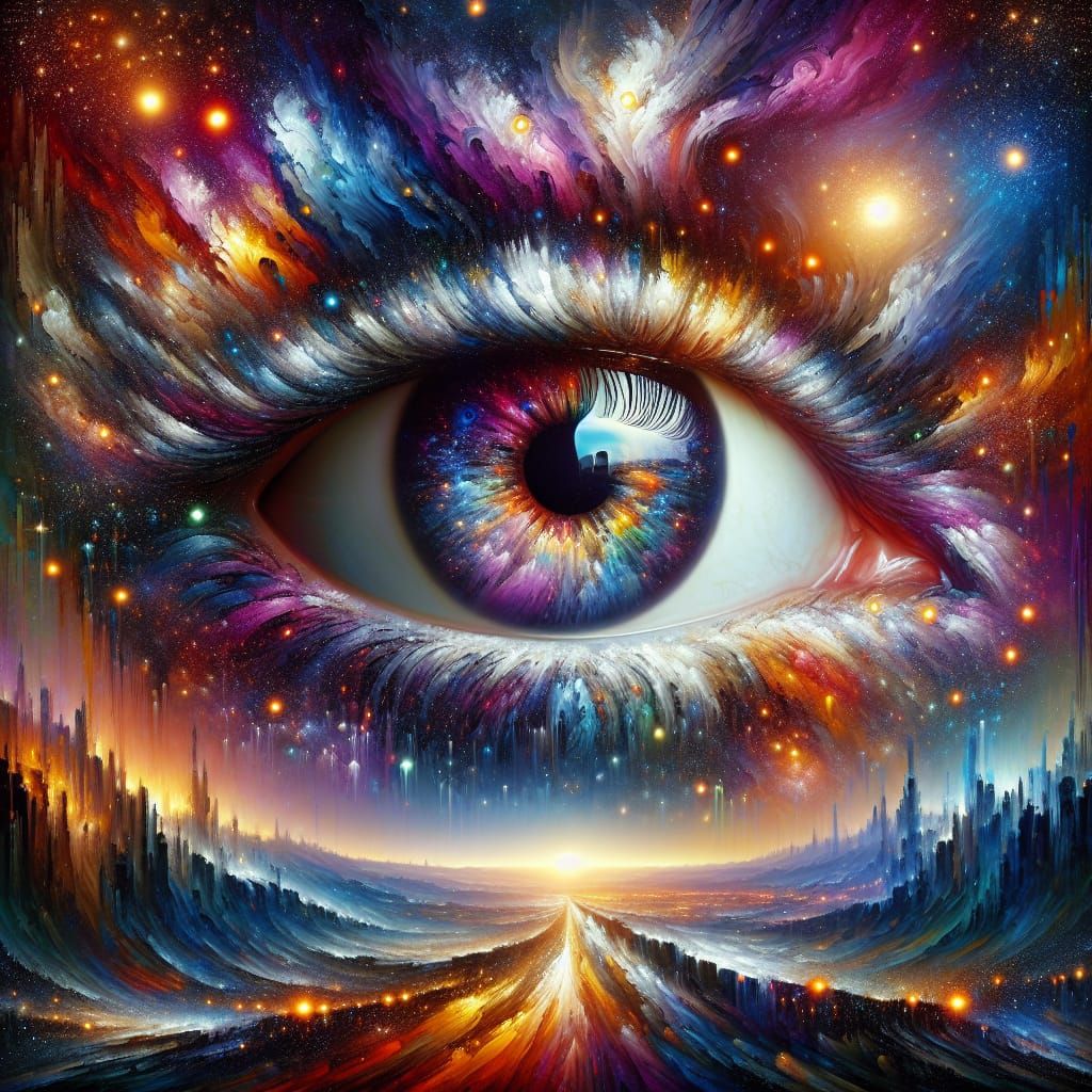 Galactic Eye Contact: A Cosmic Street Art Vision