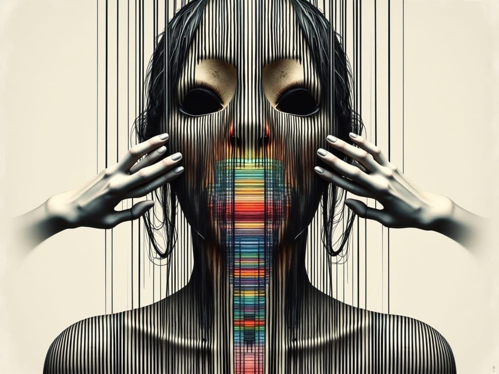 Stark, Graphic Face with Kaleidoscope Colors