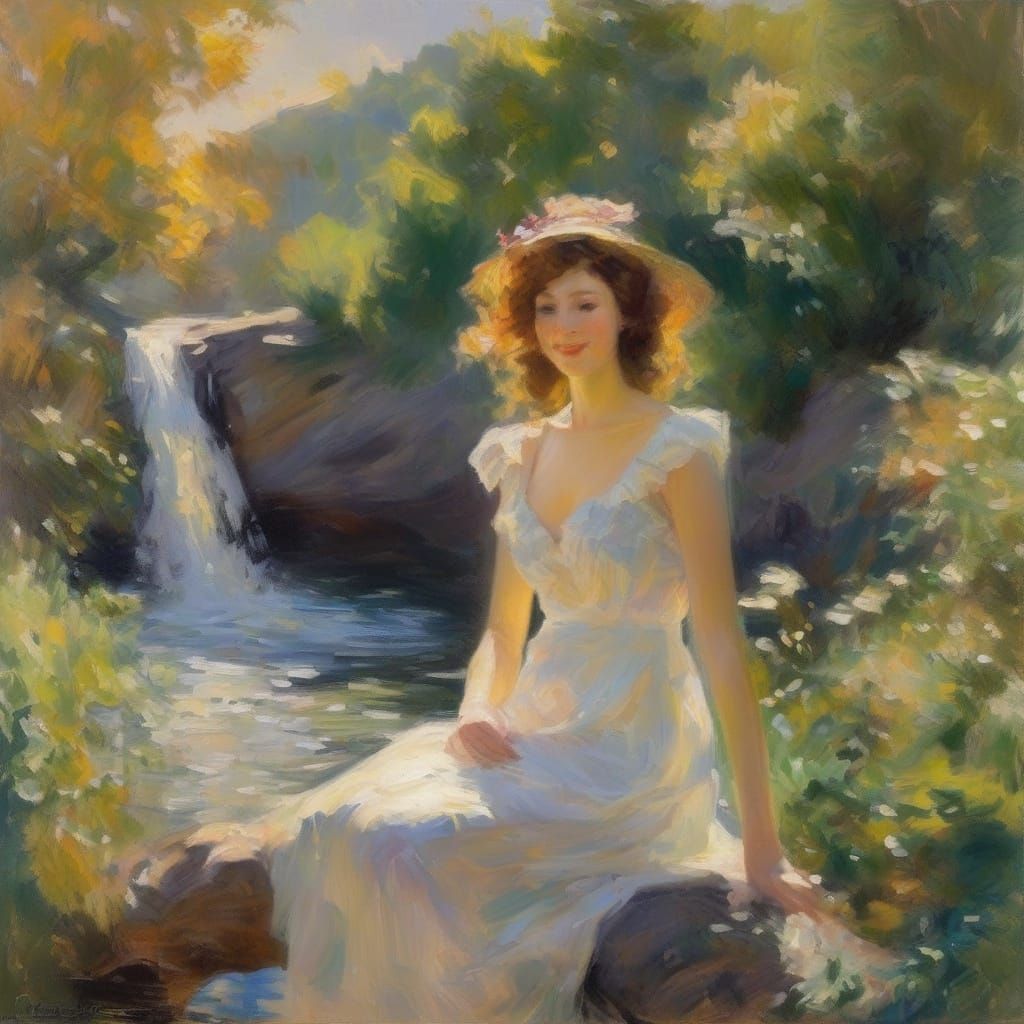 Jeune femme à la cascade (Young woman at the waterfall)