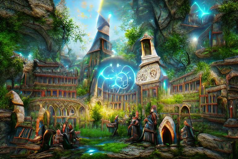Magical Scholars Guild Enclave: Fantasy Illustration