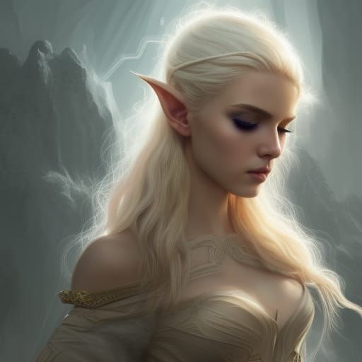 Blonde Elf Princess Portrait in Digital Art Style