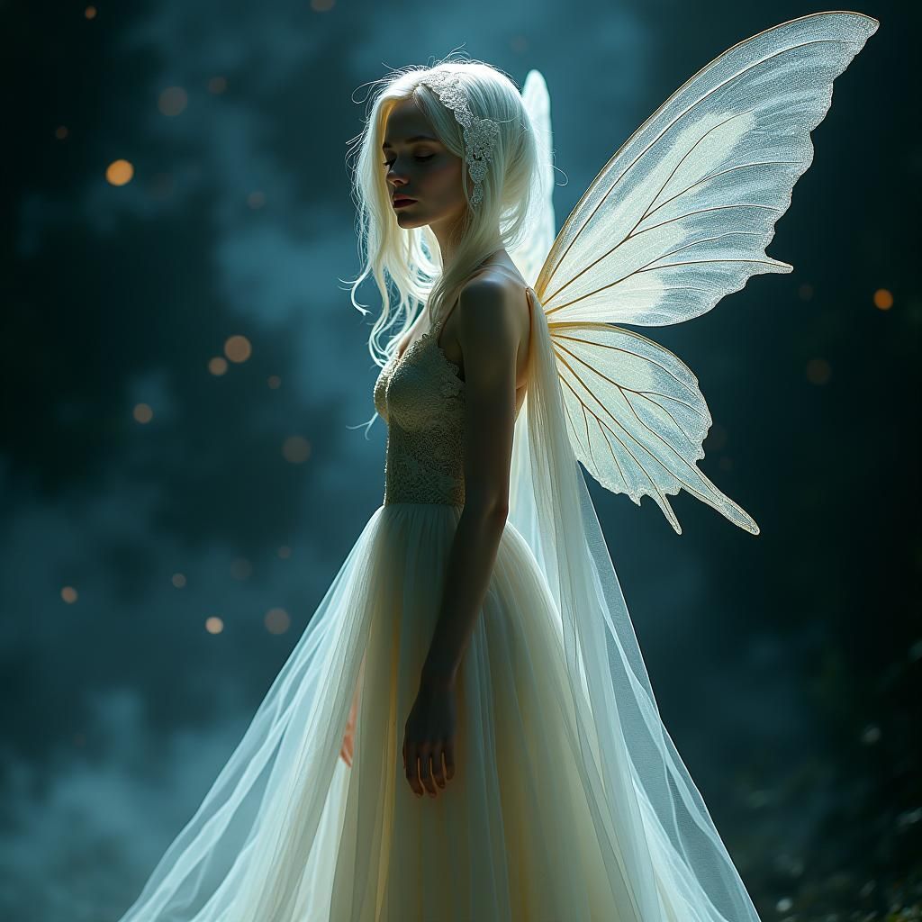 Ethereal Fairy Between Realms in Beksiński Style
