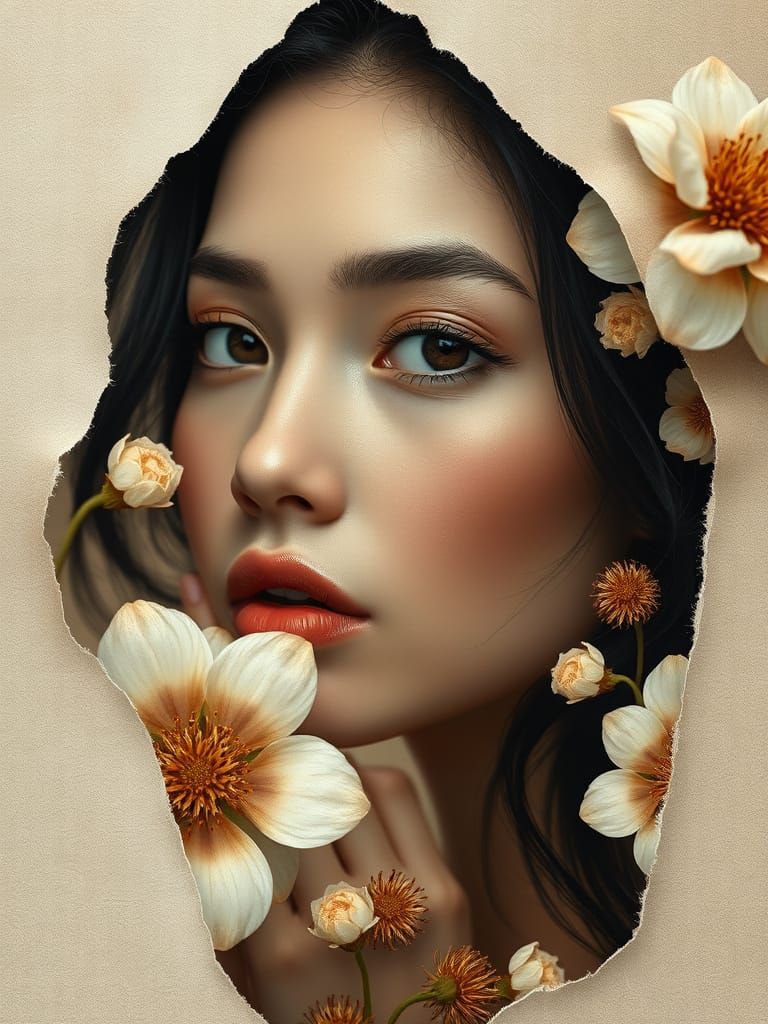Surreal Portrait of a Woman in Earthy Harmony