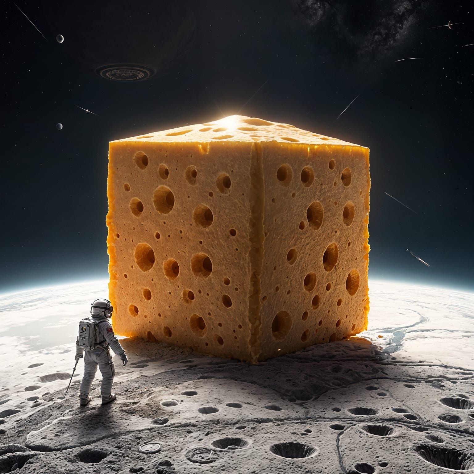 Surreal Cosmic Landscape Reveals a Square Cheese Planet