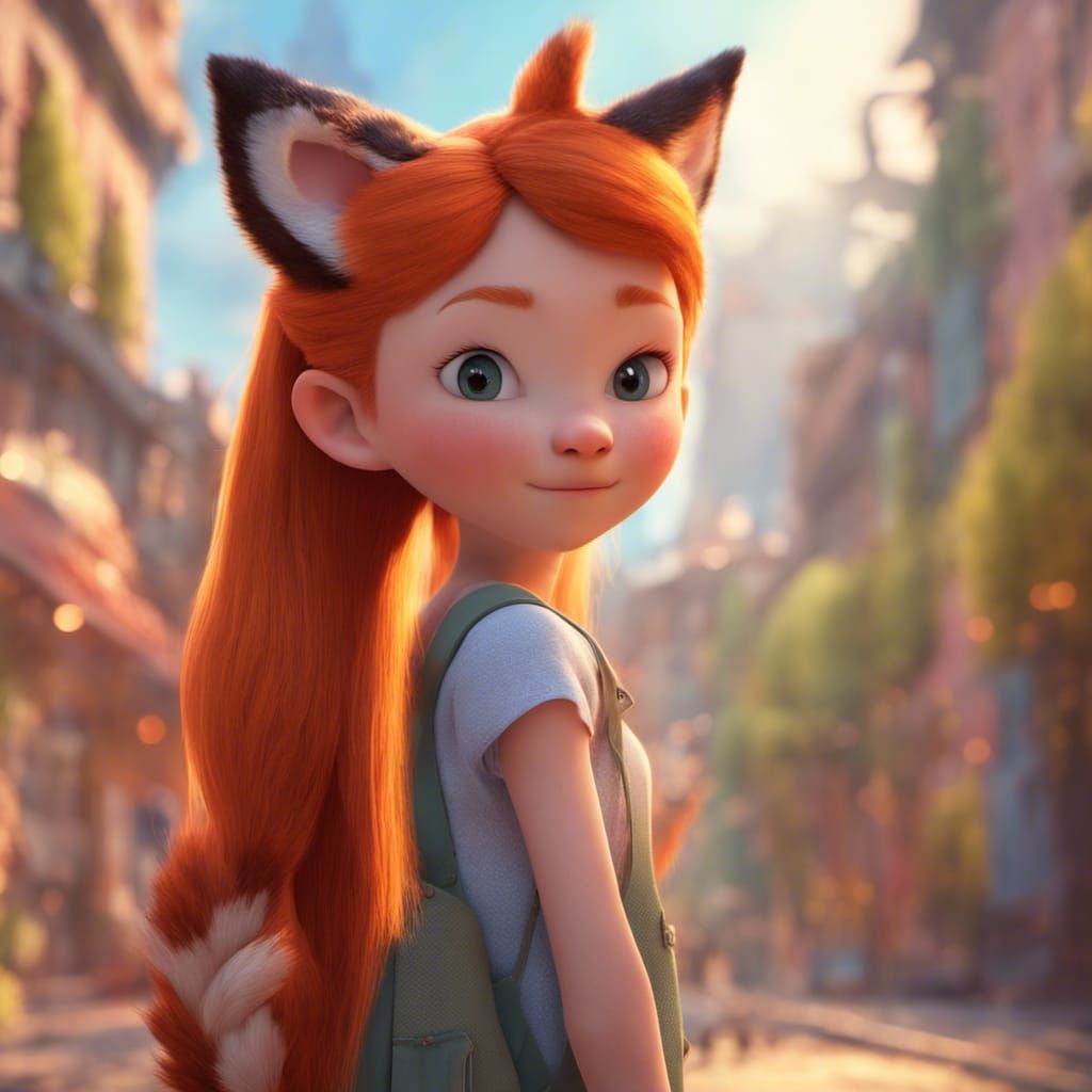 Pixar Style Ginger Girl with Fox Features