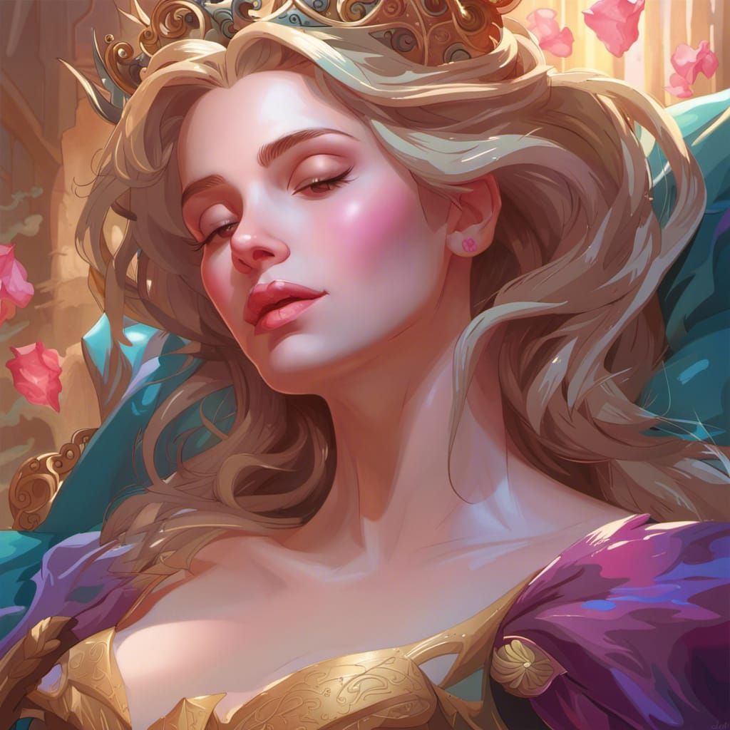 Sleeping Beauty Portrait in Romantic Disney Style