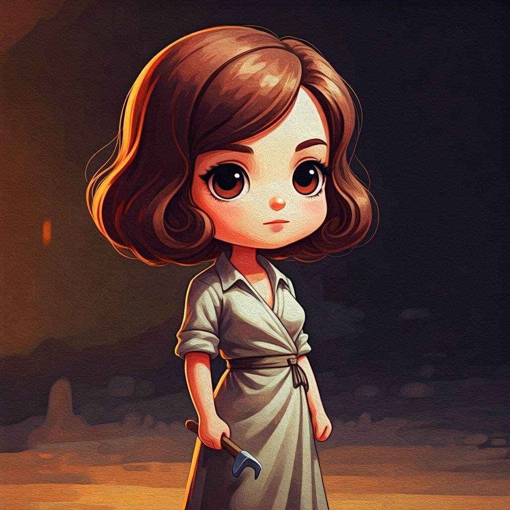Chibi Mechanic Kristen in Epic Gouache Scene