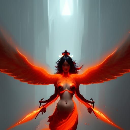 Fiery Goddess in Dark Fantasy Style