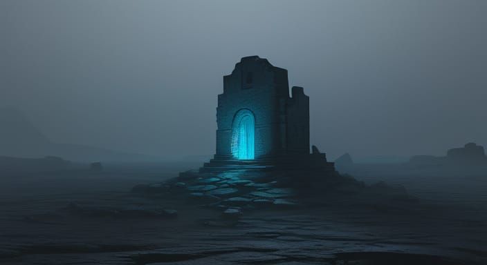 Mysterious Glowing Stone on Desolate Plain