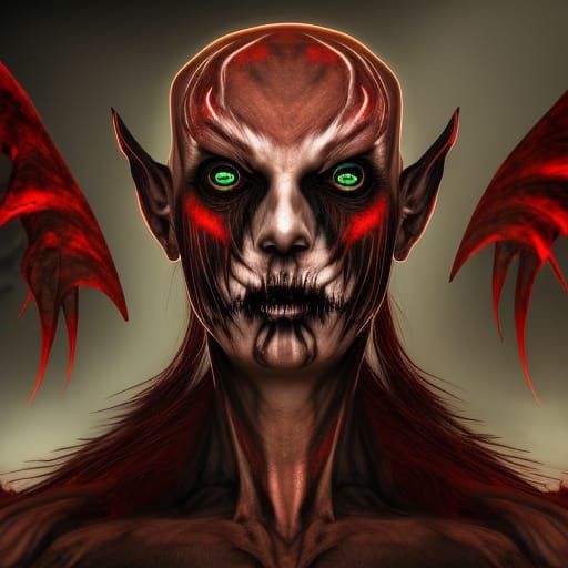 Tribal Fire King with Spine Crown, Dark Fantasy Art