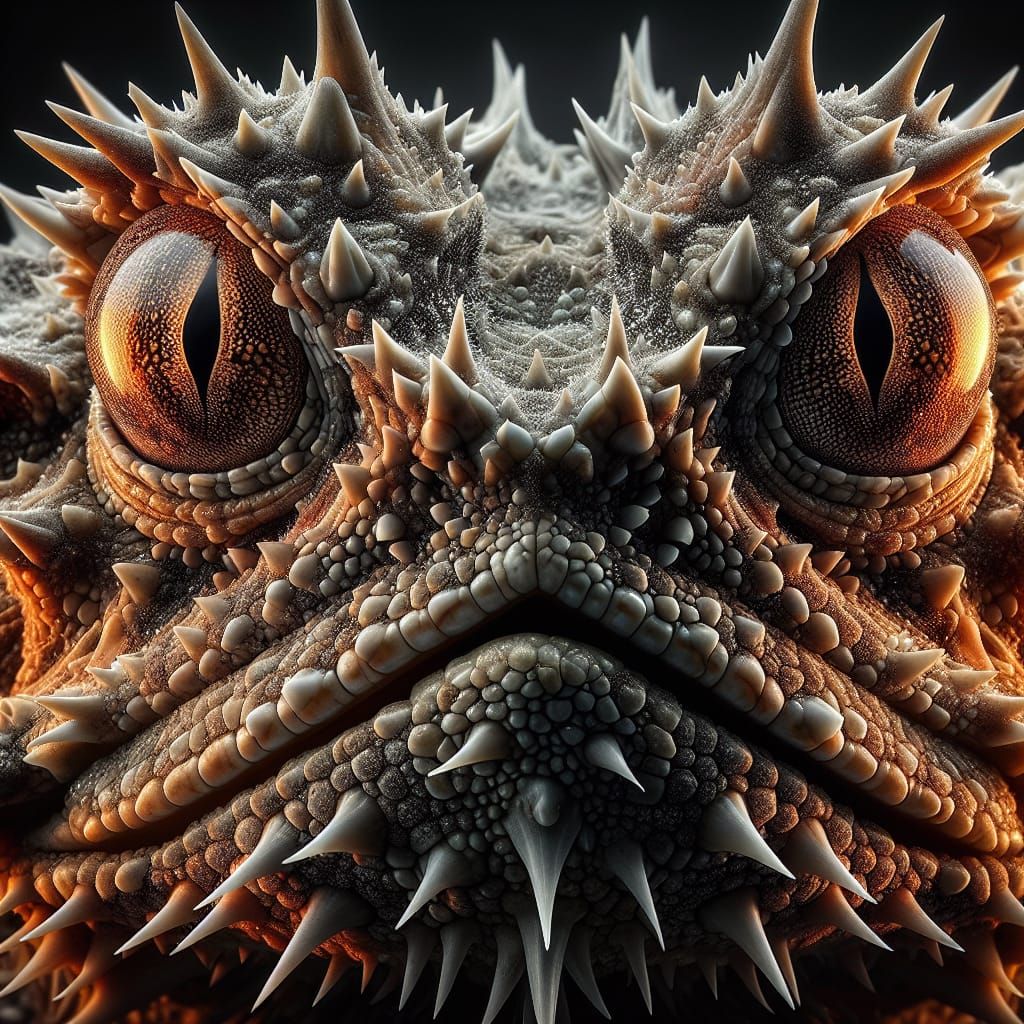 Extreme Close-Up of Thorny Devil Face
